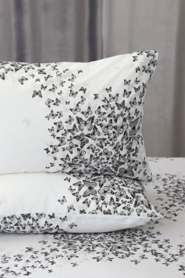 Наволочка поплин Бабочки белый